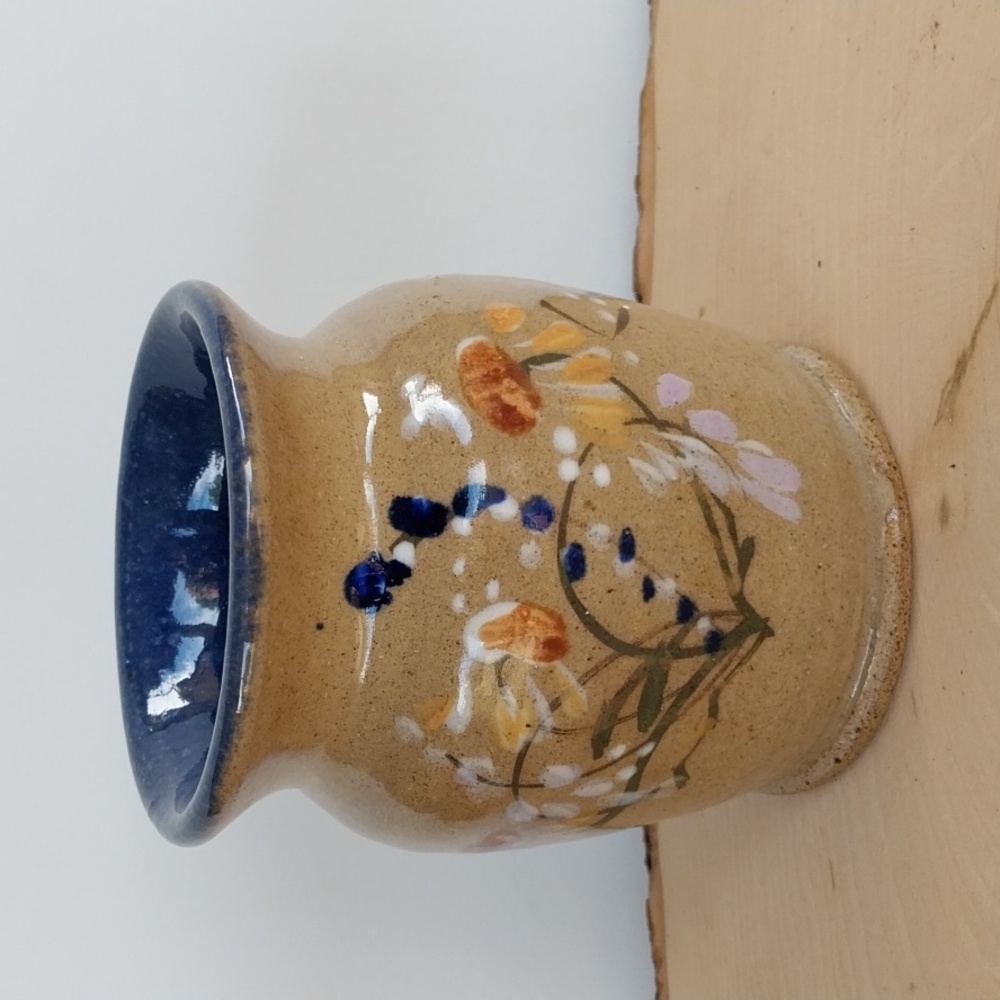 Vintage Signed Art Pottery Vase with floral Design
